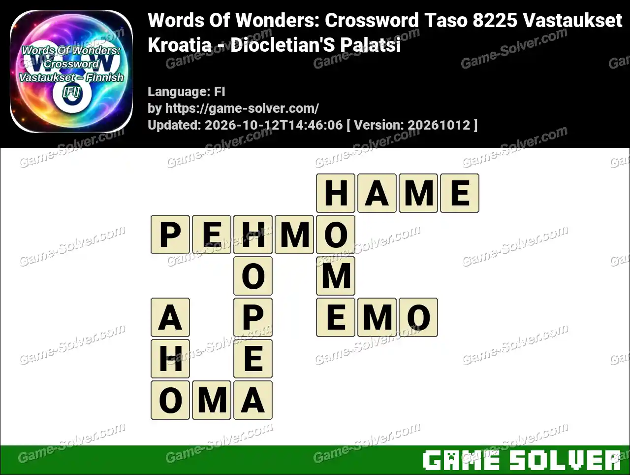 Words Of Wonders: Crossword Taso 8225 Vastaukset – Kroatia – Diocletian’S Palatsi